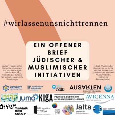 Plakat zum offenen Brief mit Logos der unterzeichnenden Organisationen